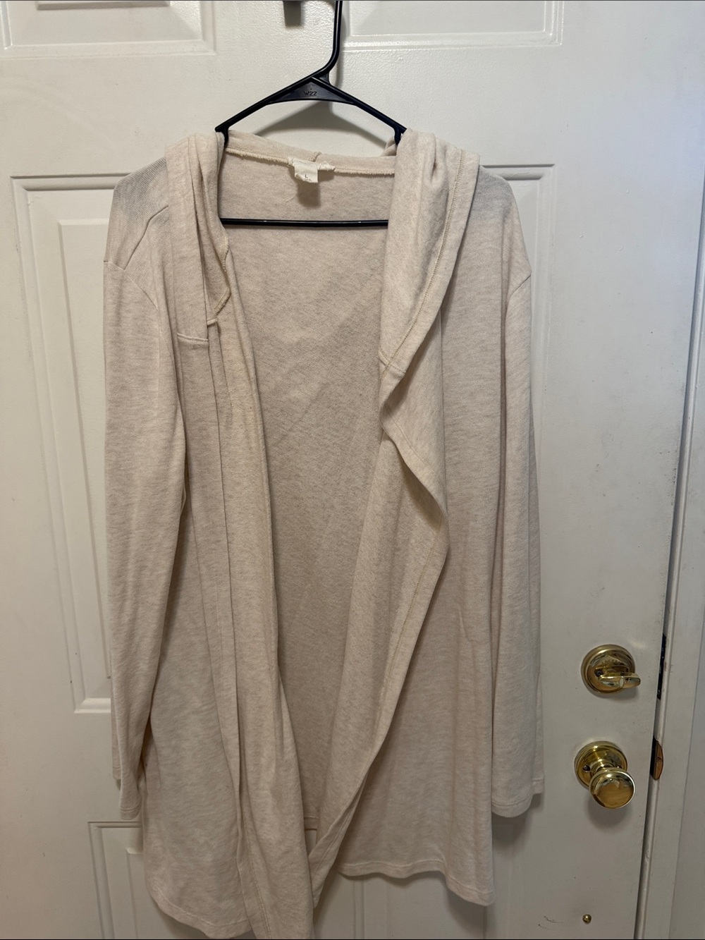 LOFT Cream Open-Front Hooded Cardigan Sweater